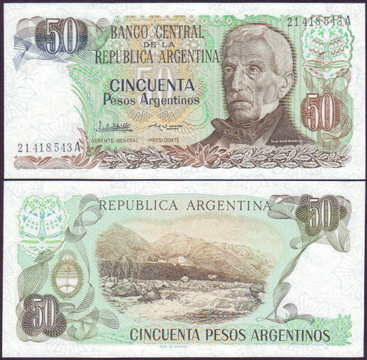 1983-85 Argentina 50 Pesos Argentinos (Unc) L001800